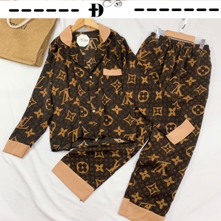 Đồ ngủ nữ pijama dài tay cổ V lụa maingo-D016