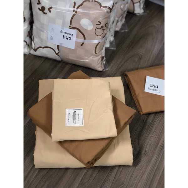 [FREESHIP] Bộ chăn ga gối Cotton đũi màu nâu vàng kem (Khách lưu ý màu hiện tại của set là màu số 2) | BigBuy360 - bigbuy360.vn