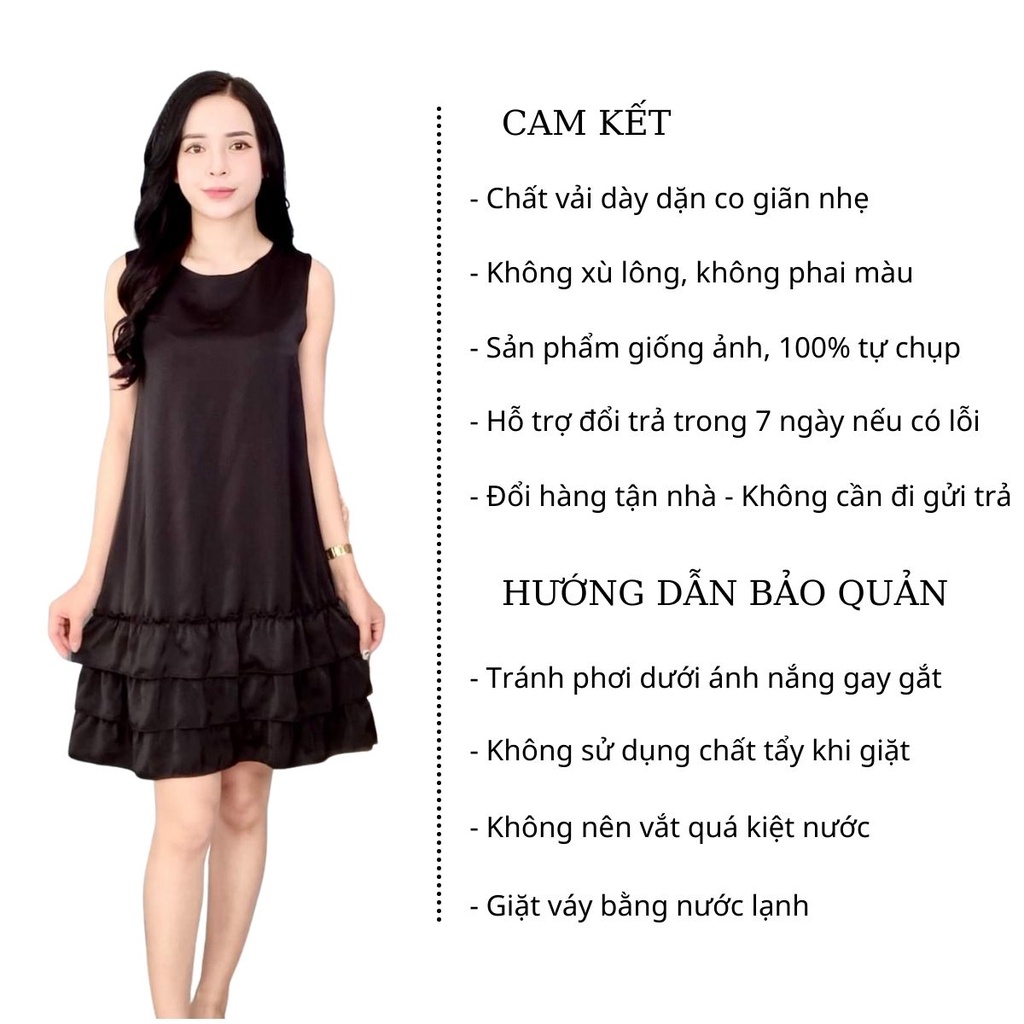 Váy suông nữ dáng xòe thiết kế xinh đẹp chất lụa mềm mại bà bầu bon chen mặc nhà thoải mái EMILY VX02