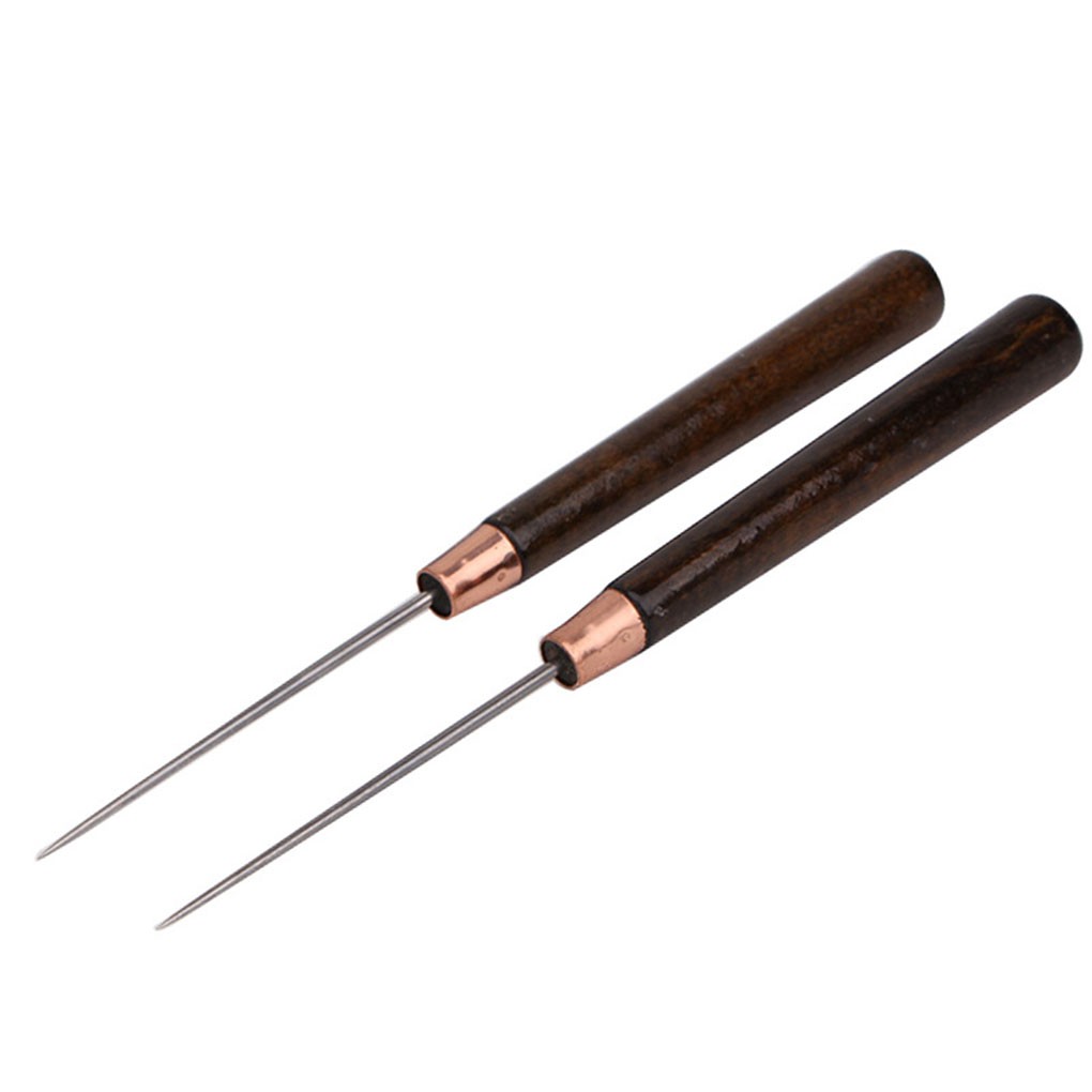 Set 2 Dùi Tay Cầm Gỗ Dùng Đục Lỗ Vải Da Sử Dụng Tiện Lợi