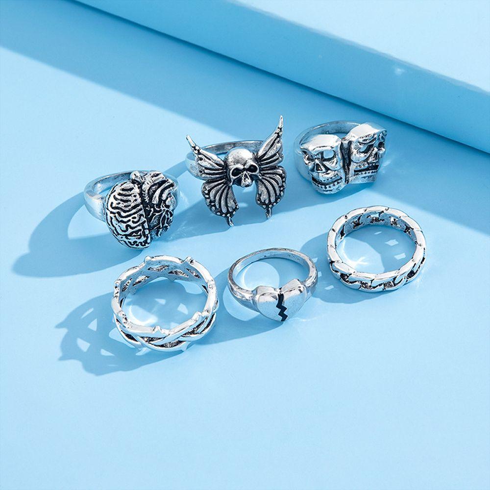 Set Nhẫn Hình Đầu Lâu Bằng Hợp Kim Phong Cách Gothic Thời Trang Cho Cặp Đôi