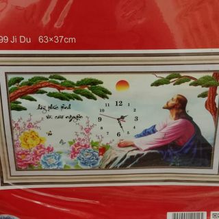 Tranh thêu chữ thập đồng hồ chúa Giêsu