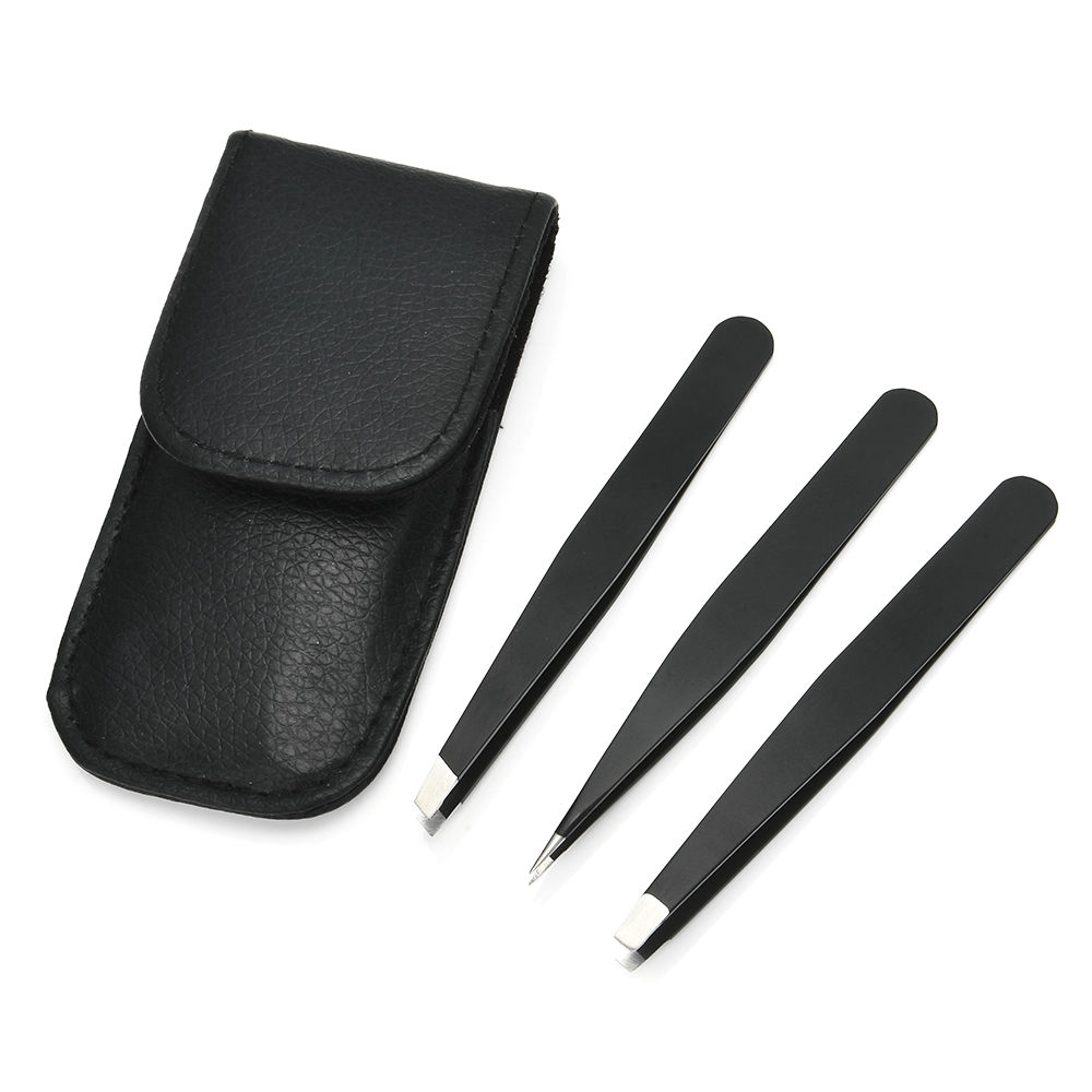 [Hàng mới về] Túi 3 nhíp tỉa lông mày bằng thép không gỉ tiện lợi dành cho làm đẹp