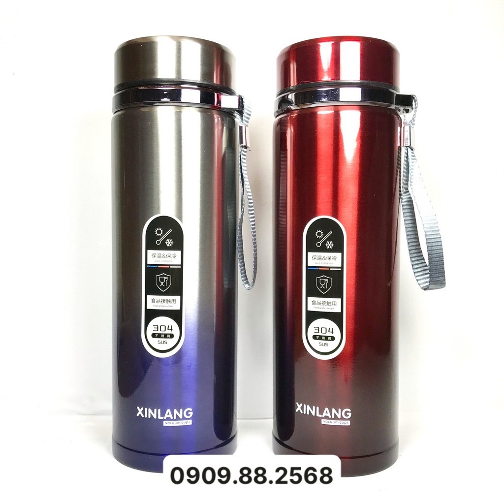 Bình Giữ Nhiệt 800, 1000ml Inox 304 2 Lớp Giữ Nhiệt 10 Giờ Tặng Kèm Lưới Lọc Trà Và Dây Giao Màu Ngẫu Nhiên