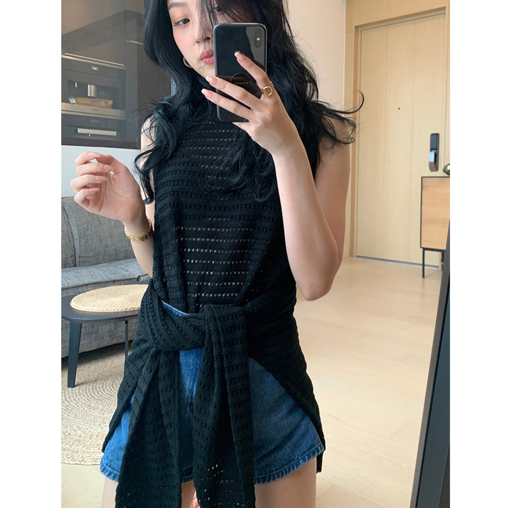 Áo dệt kim sát nách màu trơn gợi cảm thời trang cho nữ | BigBuy360 - bigbuy360.vn