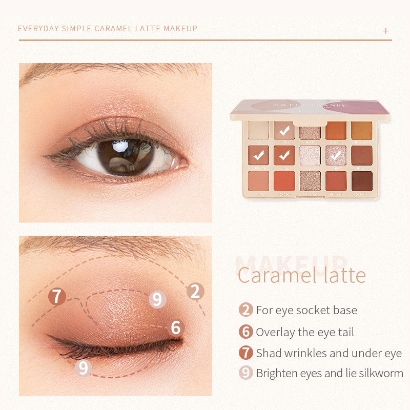 Bảng phấn trang điểm mắt PUDAIER 15 màu lì sáng bóng mới 150g