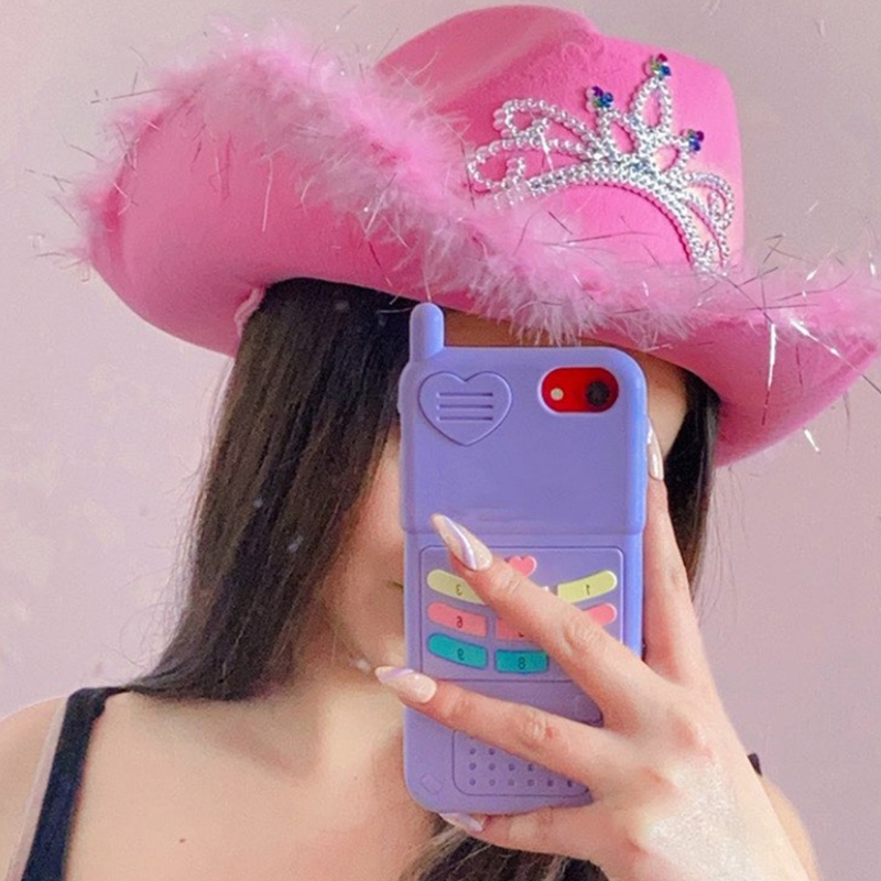 Xiangbao Mũ Cao Bồi Màu Hồng Lấp Lánh Thời Trang Unisex