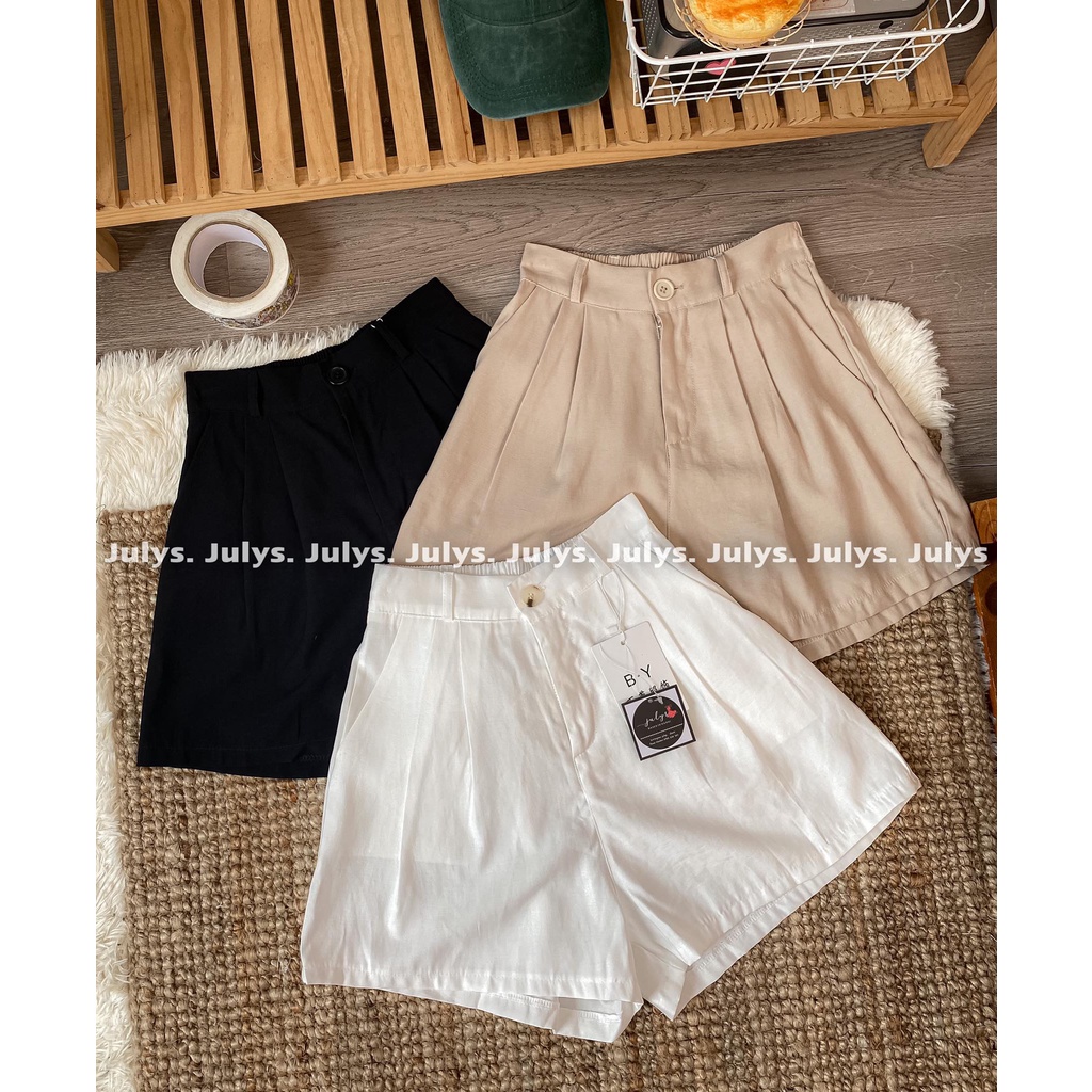 Quần short đũi thô cúc trước