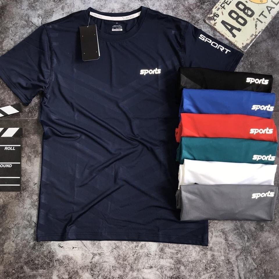 Áo thun lạnh siêu mát dập vân chìm in chữ SPORT cực đẹp