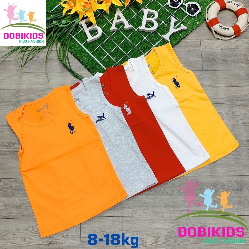 Áo Ba Lỗ Bé Trai [SHOP SALE] Thun Cotton 4 Chiều Đẹp Logo Thêu 7-18kg