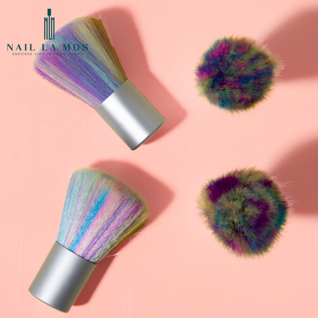 Chổi phủi bụi nail lông ngũ sắc - cọ phủi bụi nail lông mềm chuyên dụng cho dân làm móng