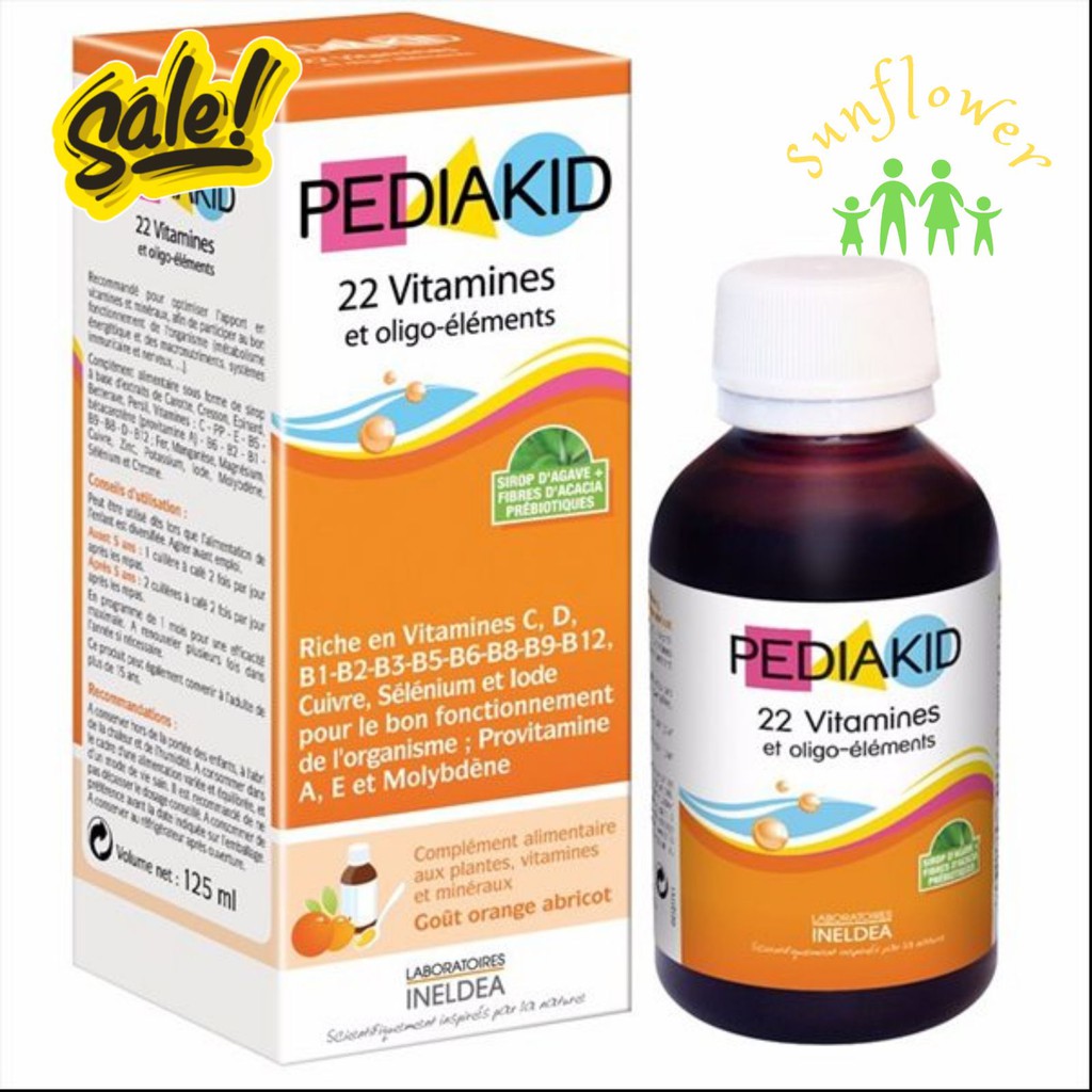 Vitamin tổng hợp Pediakid 22 Vitamins &amp; Minerals cho trẻ nhỏ từ 6 tháng tuổi Pháp