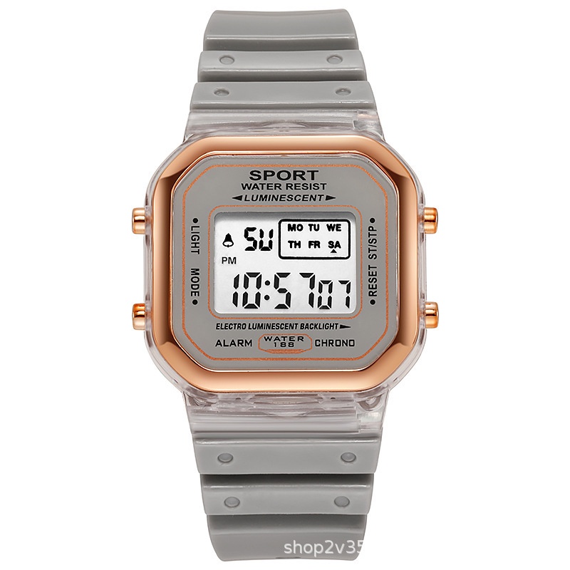 Đồng hồ điện tử thể thao thời trang unisex  dây nhựa cao cấp - mặt vuông AOSUN PKHRAS009