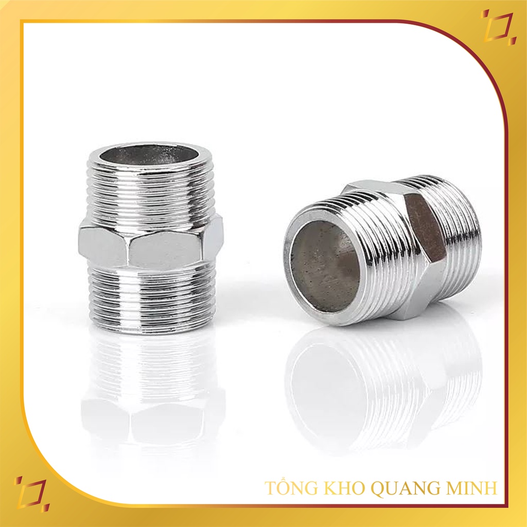 Kép inox sáng bóng DN15, đầu nối ren ngoài phi 21, tiện dụng cho lắp đặt các thiết bị điện nước gia đình - QM.PK108