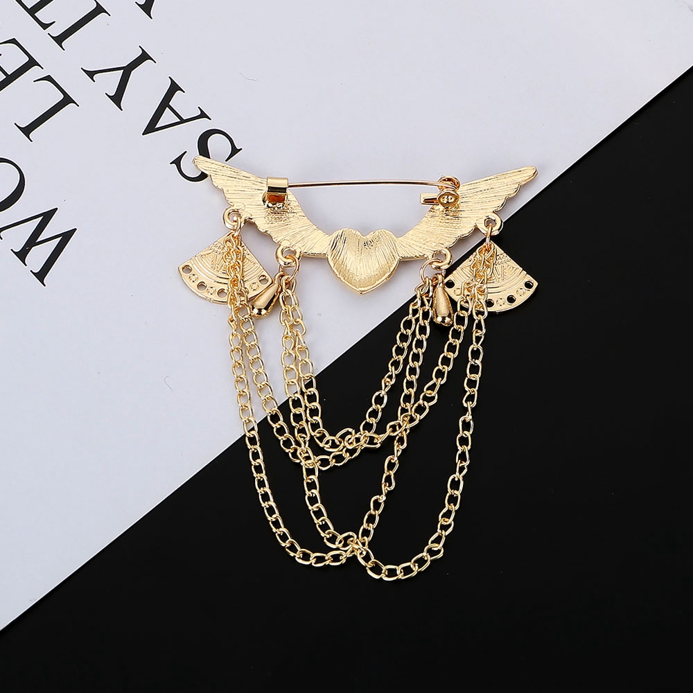 Ghim Cài Hình Đôi Cánh Áo Phối Dây Xích Dài Thời Trang