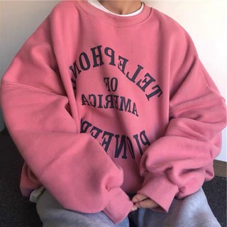 [HÀNG ORDER] Áo sweater nỉ bông Telephone màu hồng form rộng (Ảnh thật ở cuối)