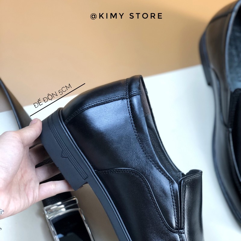 Giày lười nam độn đế da bò xuất khẩu cao cấp, giày tăng chiều cao 5cm cho nam da thật - Kimy Store | BigBuy360 - bigbuy360.vn