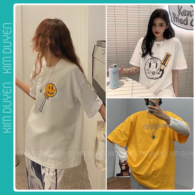 Áo Thun Drew Áo Thun Tay Lỡ Form Rộng Unisex 38-65kg Nam Nữ Phong Cách Ulzzang