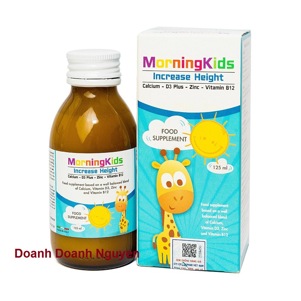Siro Tăng Chiều Cao Cho Trẻ Morningkids Increase Height 125Ml- Bổ sung canxi, kẽm, vitamin D3, B12 cần thiết cho cơ thể