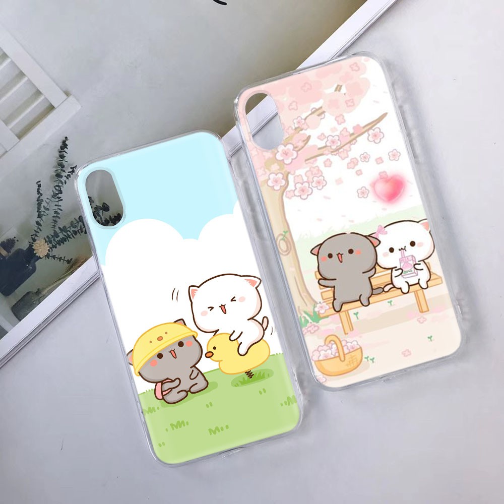 Transparent Case for VIVO U3 V3 Max V5 V5S V7 Plus V15 V17 Pro TB99 Peach and Goma Cat Phone Cover | BigBuy360 - bigbuy360.vn
