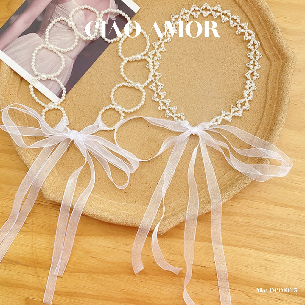 Choker ngọc, Băng đô tóc trước chuỗi ngọc xinh xắn Phụ kiện tóc Ciao Amor - DC01045