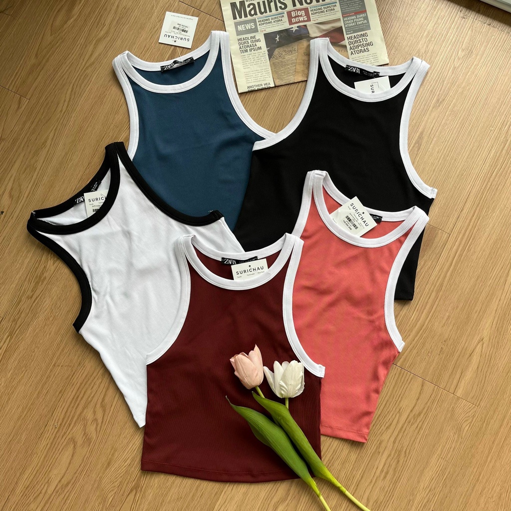 Áo ba lỗ croptop viền