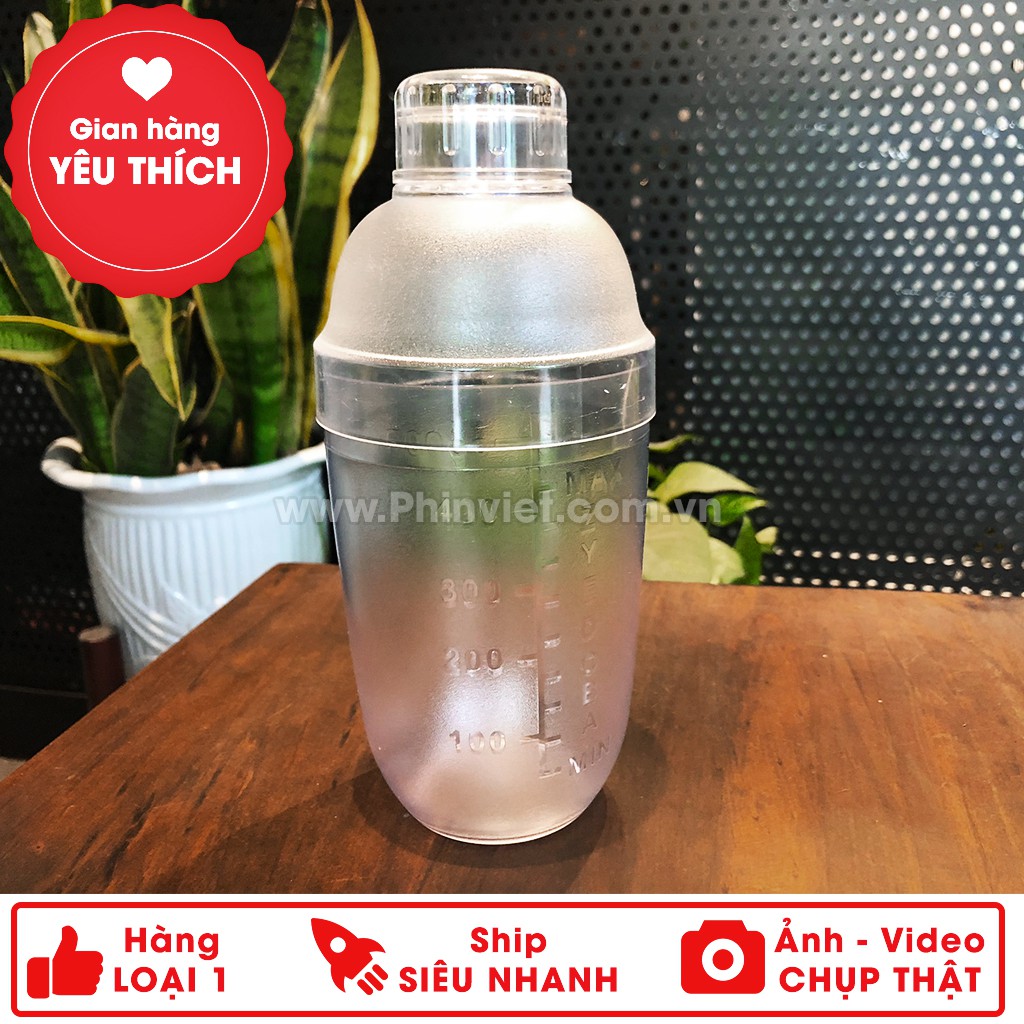 [Giá rẻ nhất - giảm 10%] Bình lắc shaker nhựa có vạch - Dụng cụ pha chế