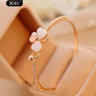 Vòng tay nữ lắc tay cỏ 4 lá may mắn đính đá sang trọng