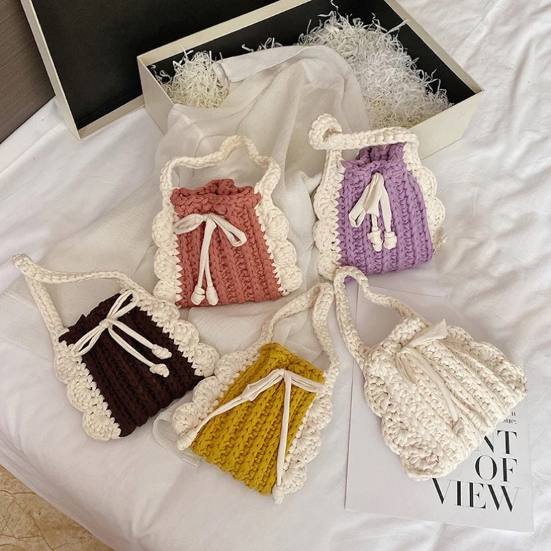 Túi Len Mini phối viền bèo