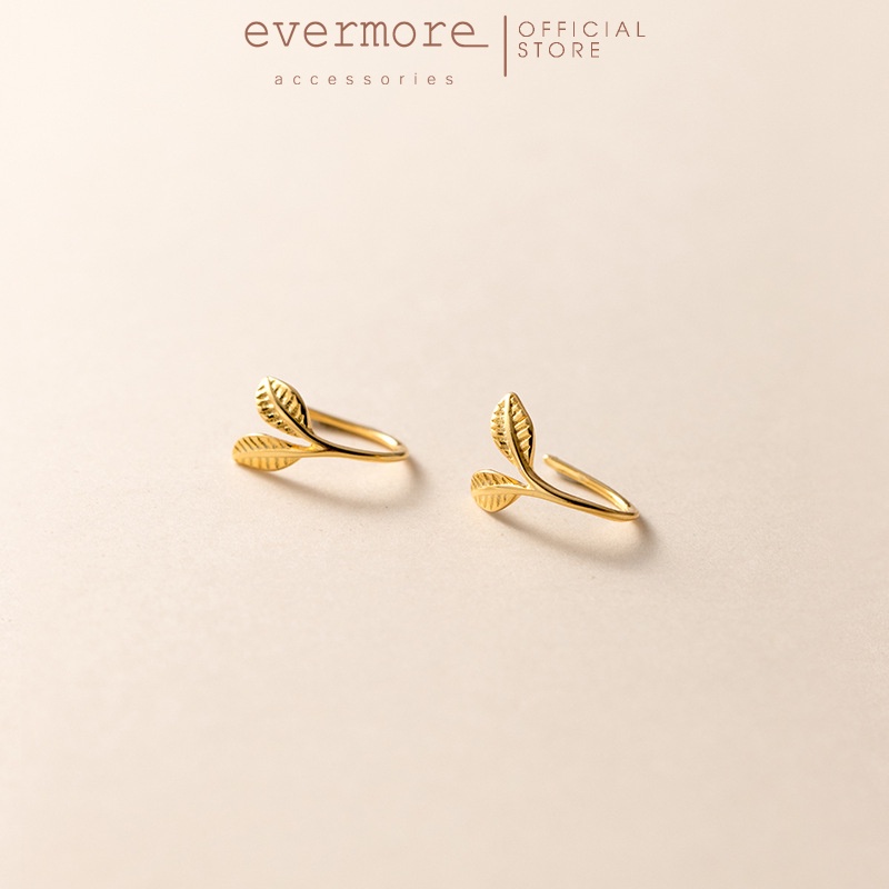 Bông tai bạc EVERMORE, khuyên tai chiếc lá bạc ý 925, phong cách thanh lịch, minimalism - H030