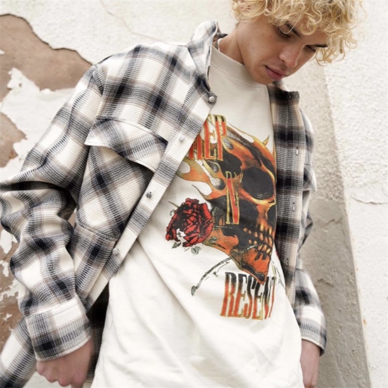 Áo Thun Tay Ngắn Cổ Tròn In Hình Đầu Lâu Hoa Hồng Thời Trang Cho Cặp Đôi