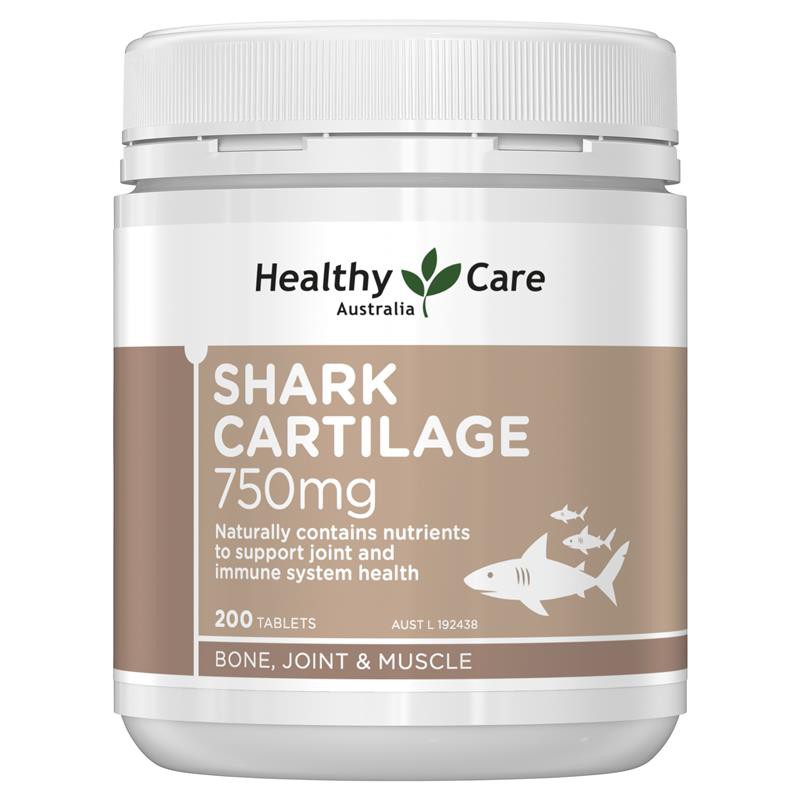 [ HÀNG CHÍNH HÃNG ] Viên uống Shark Cartilage 750mg Sụn Vi Cá Mập Healthy Care 200 viên - Hỗ trợ xương khớp