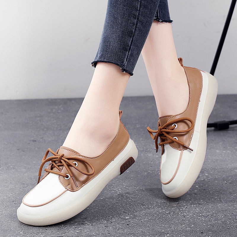 Giày Lười Đế Mềm Cột Dây Màu Trắng Phong Cách Thời Trang Mới 2022