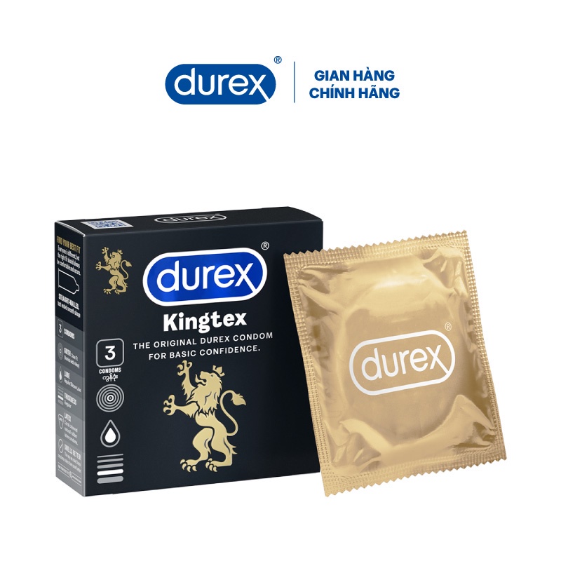 Bộ 4 bao cao su Durex Kingtex 3 bao/hộp kéo dài thời gian quan hệ (Tặng quà khủng)