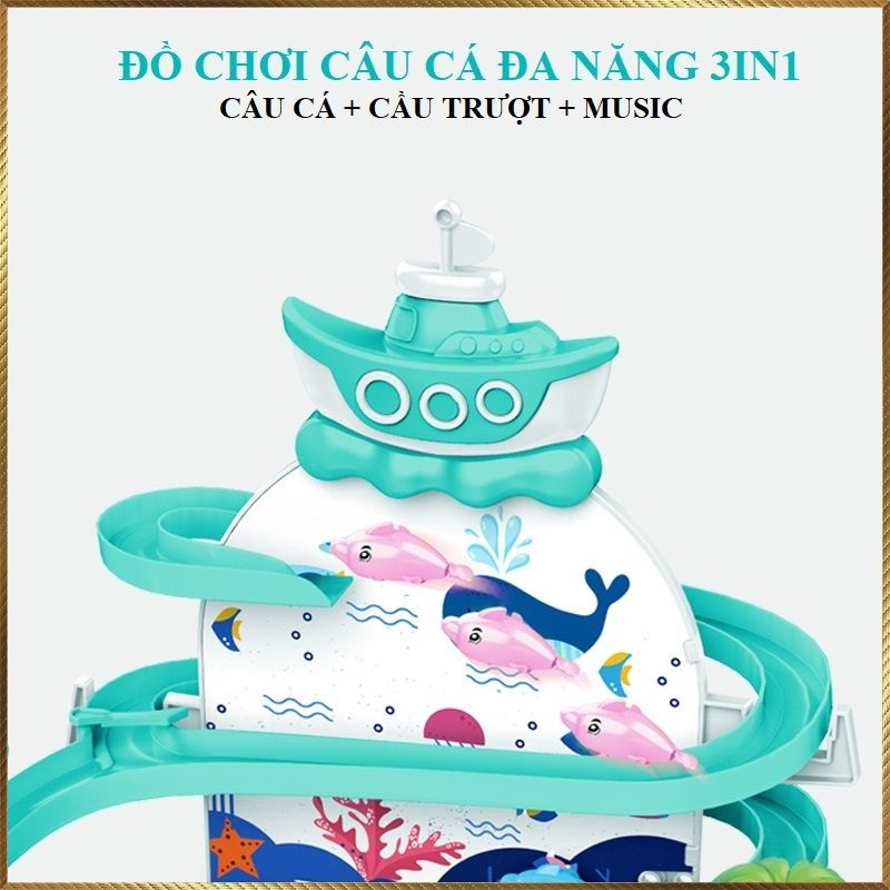 Bộ đồ chơi câu cá cho bé, có tháp trượt kèm phát nhạc vui nhộn, phù hợp cho các bé từ 2-8 tuổi