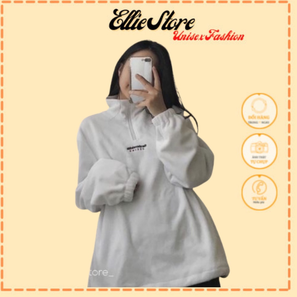 Áo Nỉ Lông Thêu chữ Thar From Suông Dáng Rộng Chất Nỉ Cotton Có Ảnh Thật Và Video Ellie store Mã 593