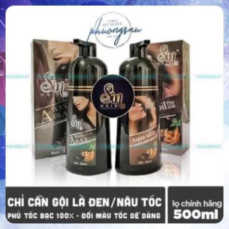 Dầu Gội Phủ Bạc Sin Hair, Sinhair Phủ Bạc Đen Tóc, Nâu Tóc Từ Lần Gội Đầu Tiên, 100% Thảo Dược Thiên Nhiên