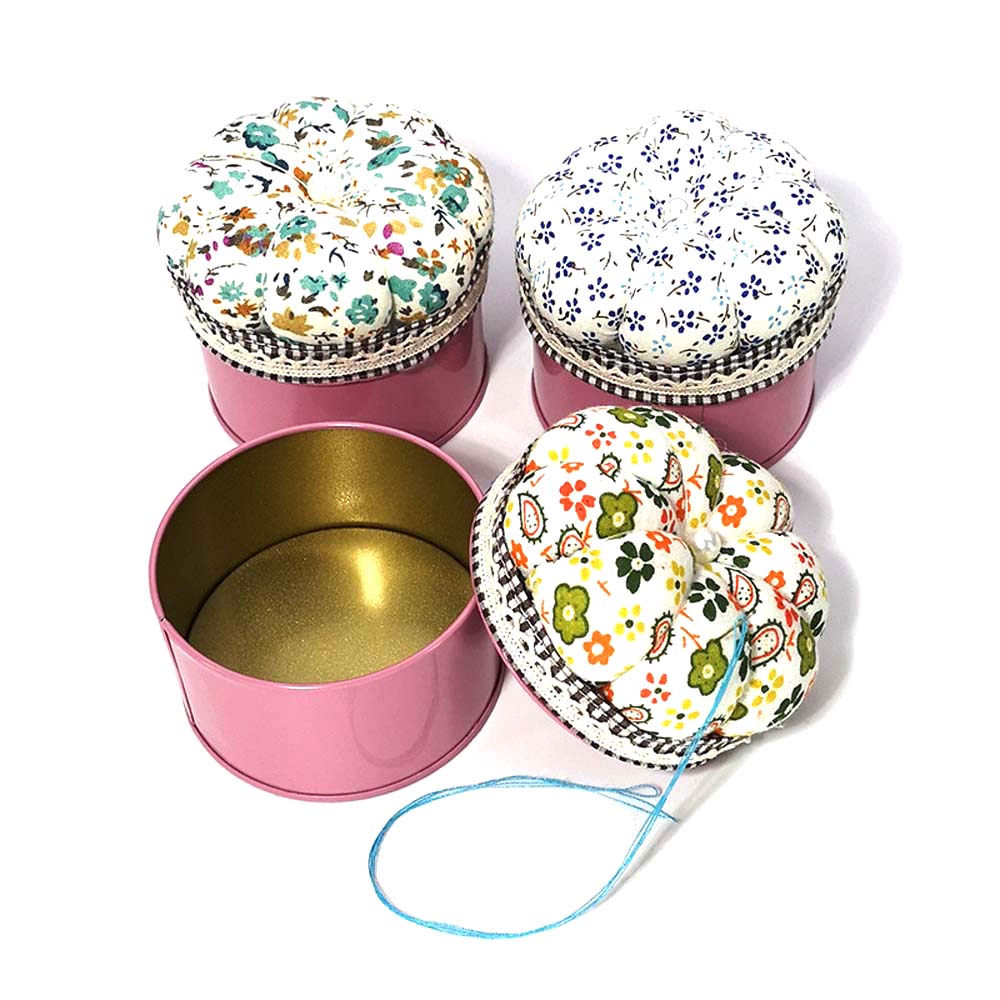 Gối cắm kim may vải cotton hình quả bí ngô đáng yêu tiện dụng