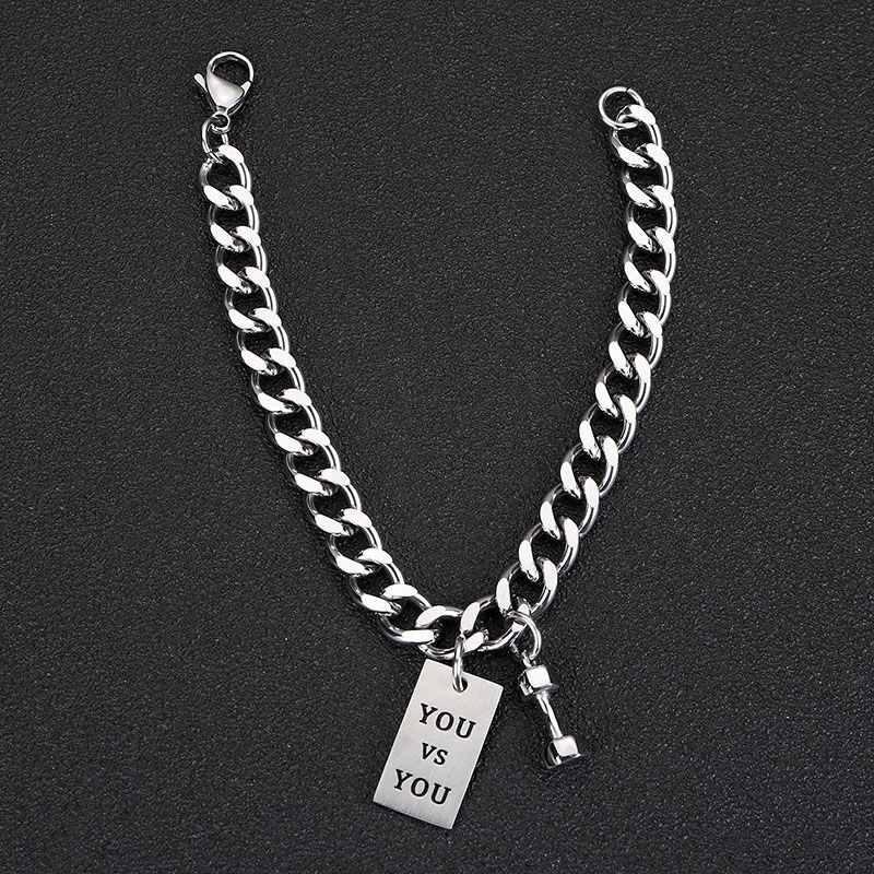 Vòng Tay Thép Titan Mặt Hình Quả Tạ Độc Đáo Thời Trang