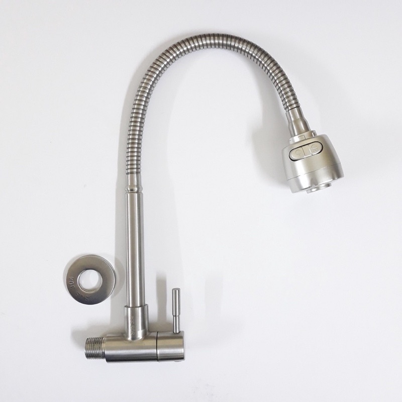 Vòi Rửa Bát INOX 304 Cắm Tường Cần Mềm Lạnh-Bát Sen 2 Chế Độ Điều Chỉnh