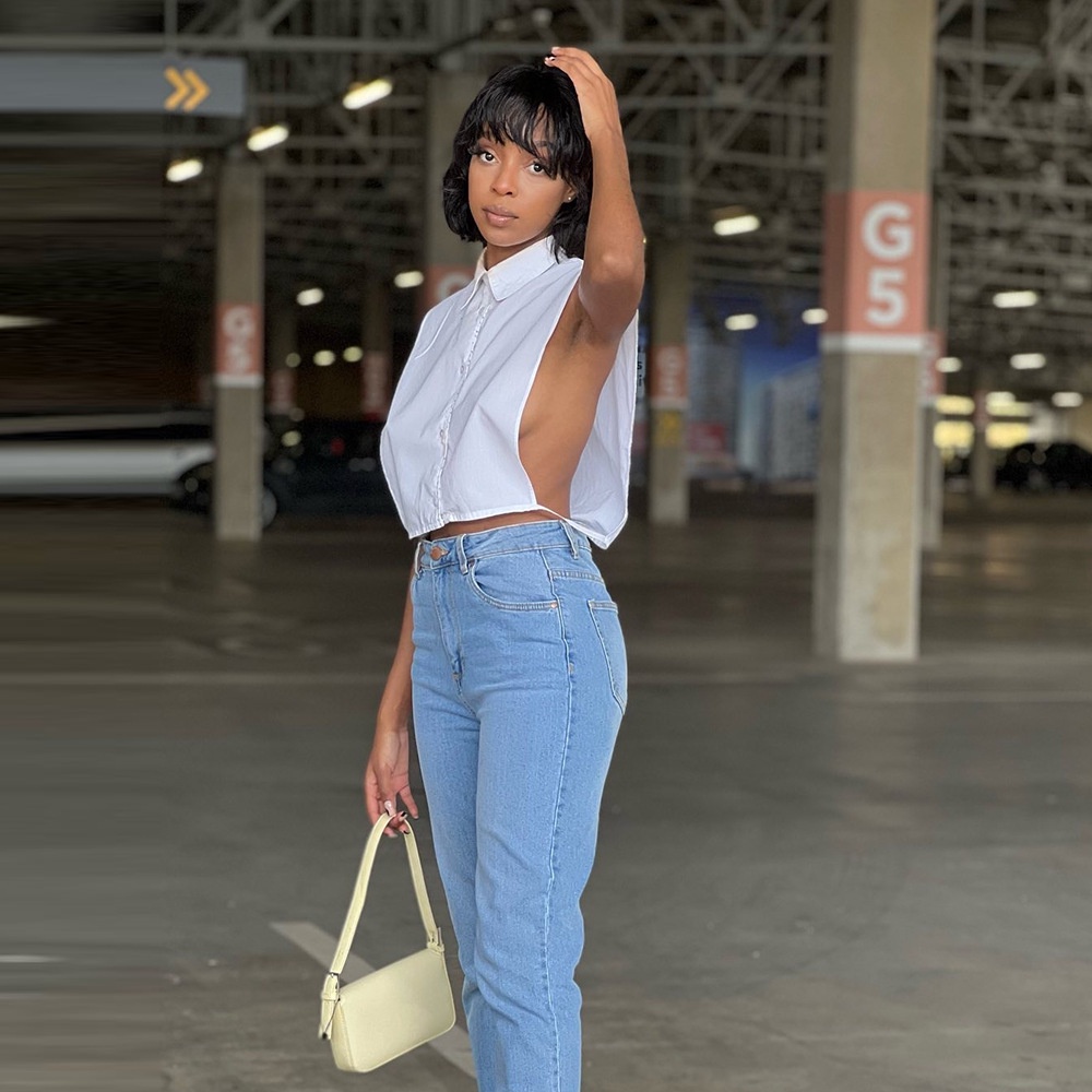 Áo Tank Top Dáng Rộng Màu Trơn Phối Nút Cá Tính Cho Nữ