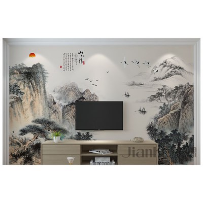 Hình nền tự dính TV nền tường 3d trung bình cảnh quan bức tường sơn phòng khách phòng ngủ tường trang trí hình nền
