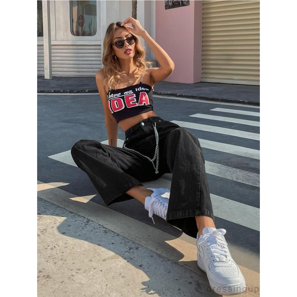 Quần dài lưng cao ống rộng màu trơn thời trang cá tính cho nữ