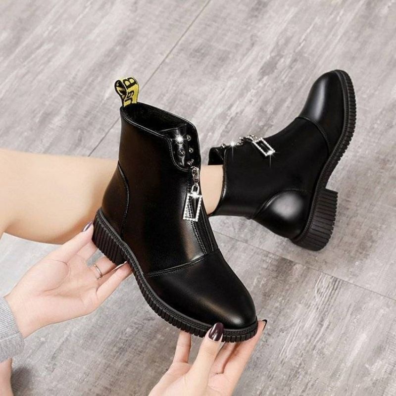 Giày Boot Nữ,Giày Bốt Thời Trang Thu Đông Thiết kế Mới Khóa Kéo Da Mềm Phiên Bản Hàn Quốc Hot trend 2022 GB05