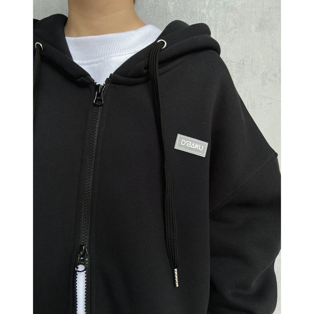 Áo khoác Zip hoodie nỉ bông có túi trong, khoá kéo 2 chiều D’BAKU BASIC LOGO (Tặng kèm túi Tote) | BigBuy360 - bigbuy360.vn
