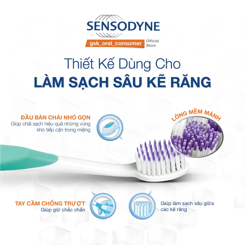 Bộ 3 bàn chải đánh răng SENSODYNE DEEP CLEAN SOFT sạch sâu kẽ răng