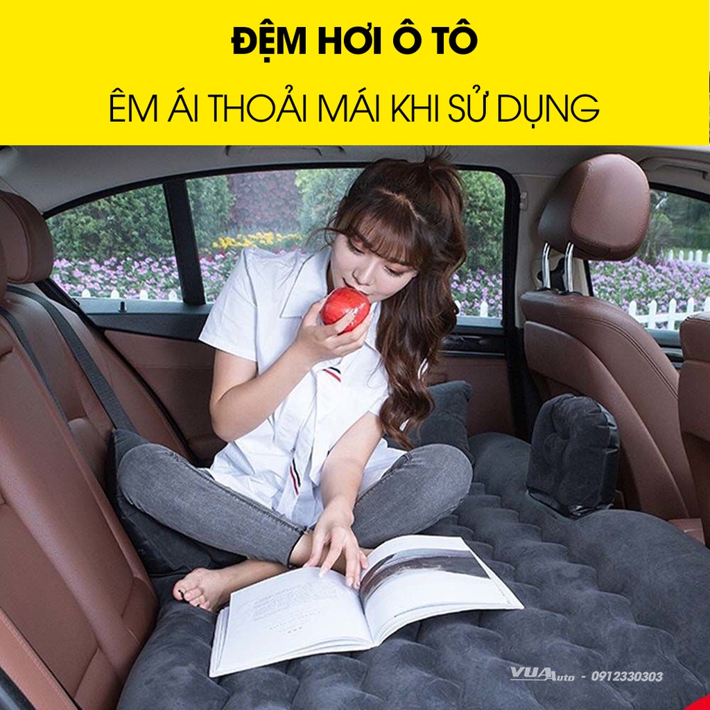 Đệm hơi ô tô VuaAuto cao cấp, lớp vải mềm chống thấm nước mang đến giấc ngủ thoải mái, tặng kèm bơm hơi mini - VuaAuto