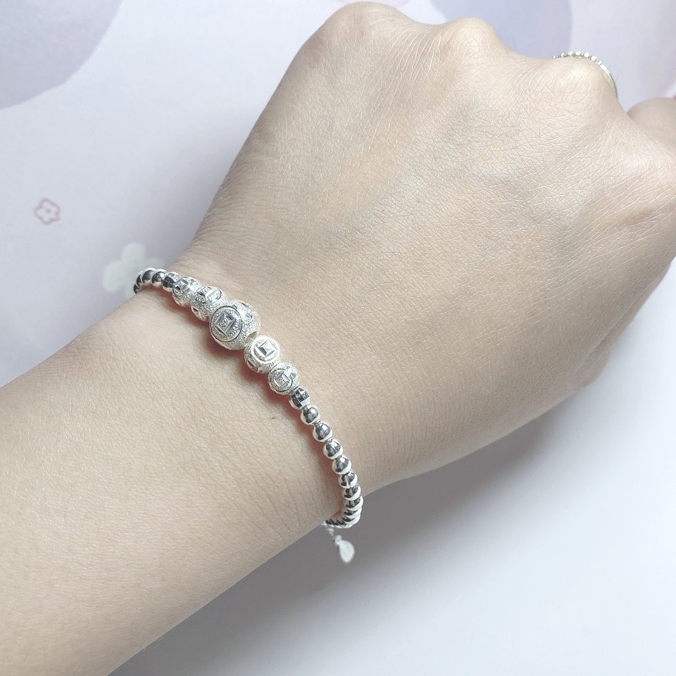 Lắc tay nữ bi bạc, Vòng tay nữ chất liệu bạc ta cao cấp - Trang sức bạc Evasilver
