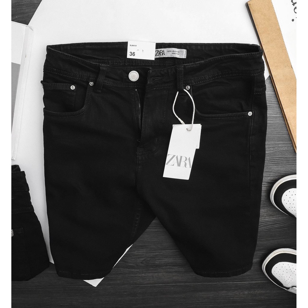 Quần short nam ZARA thời trang cao cấp màu ĐEN TRƠN - Cá Tính Mạnh Mẽ