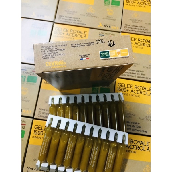 Sữa ong chúa 𝗚𝗘𝗟𝗘́𝗘 𝗥𝗢𝗬𝗔𝗟𝗘 𝟭𝟱𝟬𝟬 + 𝗔𝗖𝗘𝗥𝗢𝗟𝗔 nội địa Pháp